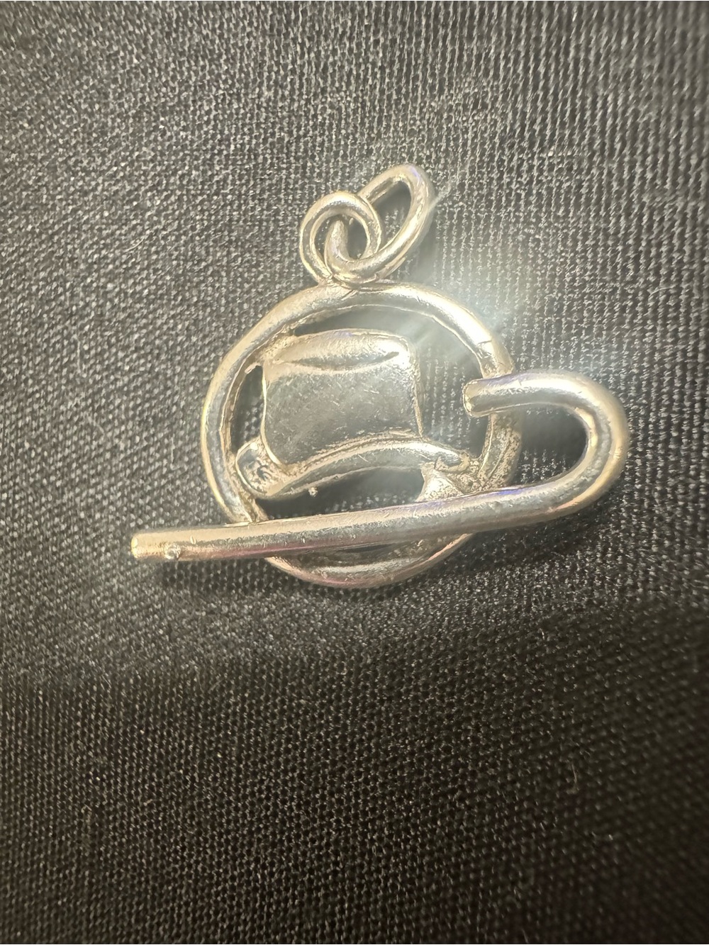 Sterling Silver Hat & Cane Toggle Pendant